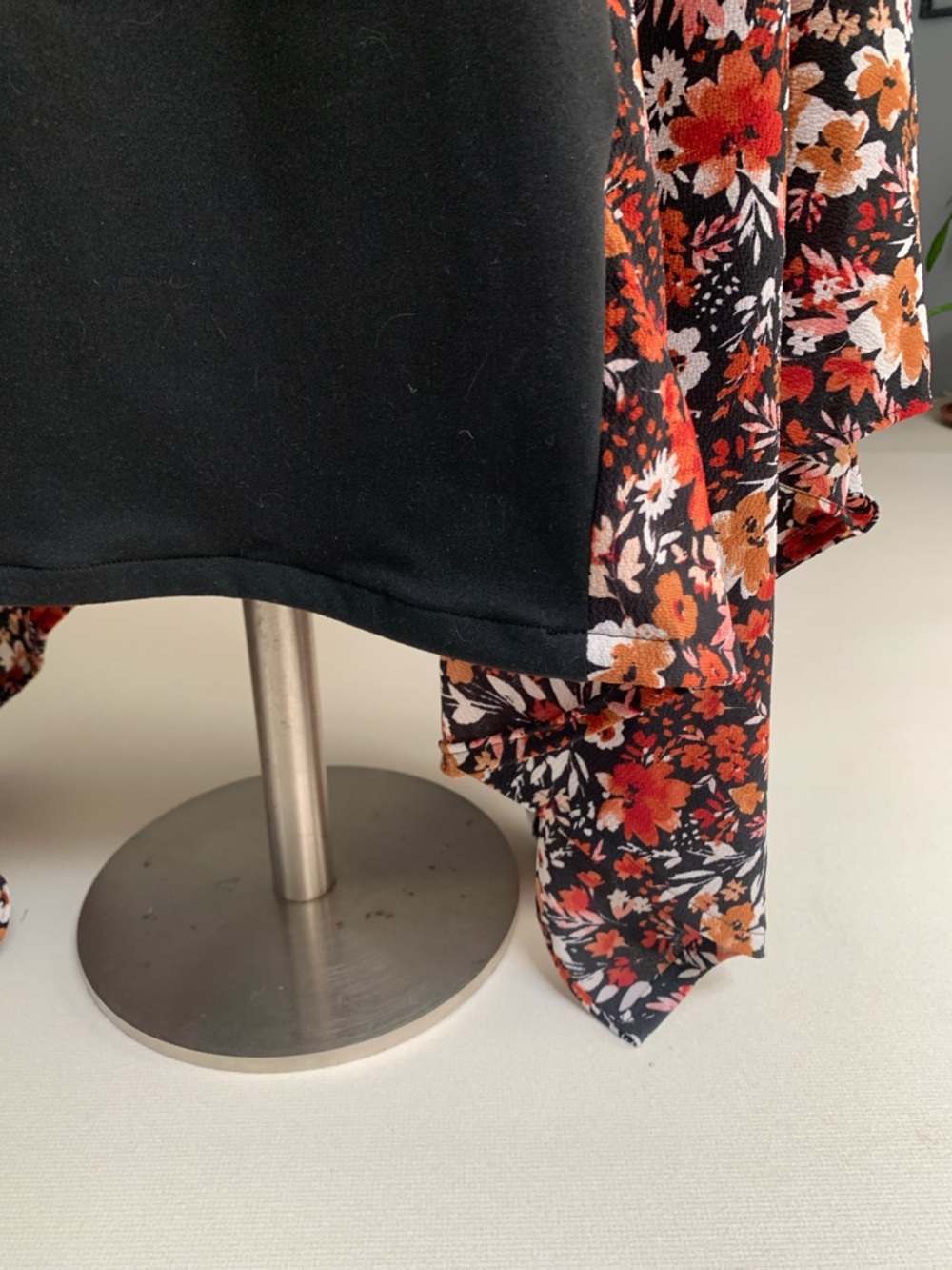 Upcycled Black Mushroom Graphic Tee with Autumn Floral Kimono - Picture 4 of 5